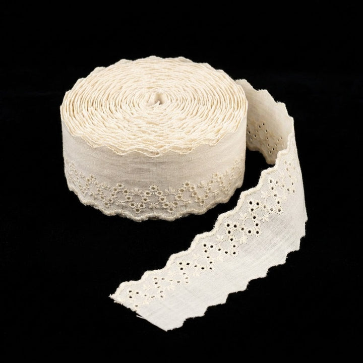 Natural Schiffli Embroidery Lace Zigzag Design-5 mtr