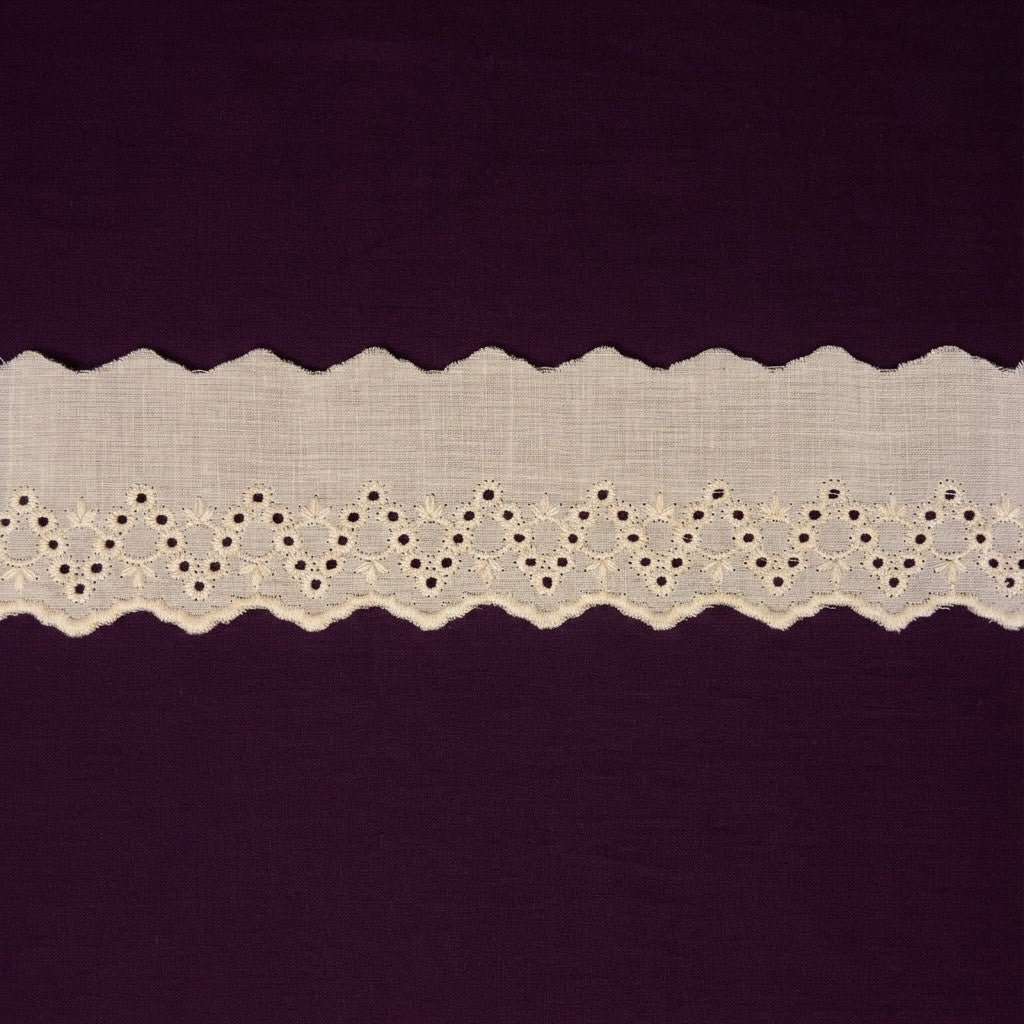 Natural Schiffli Embroidery Lace Zigzag Design-5 mtr