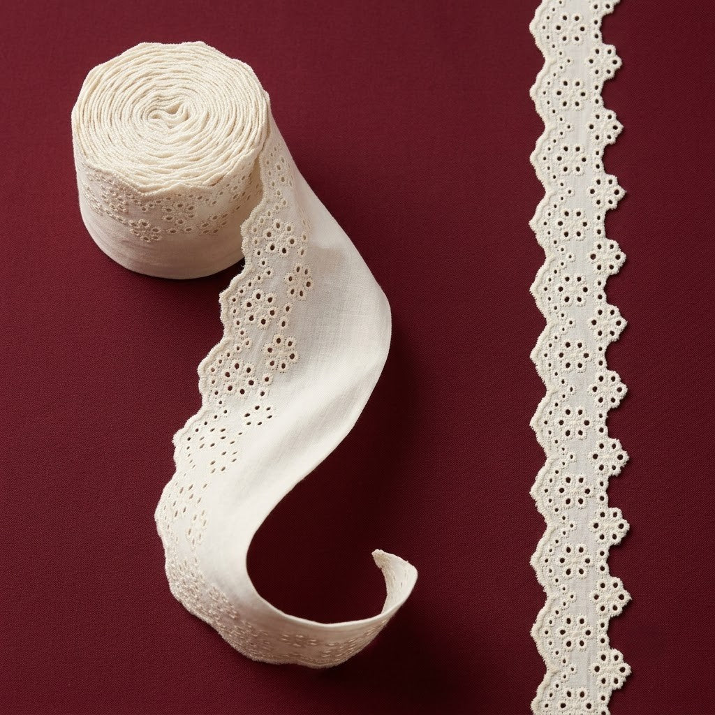 Natural Schiffli Embroidery Lace Regent Design-5 mtr