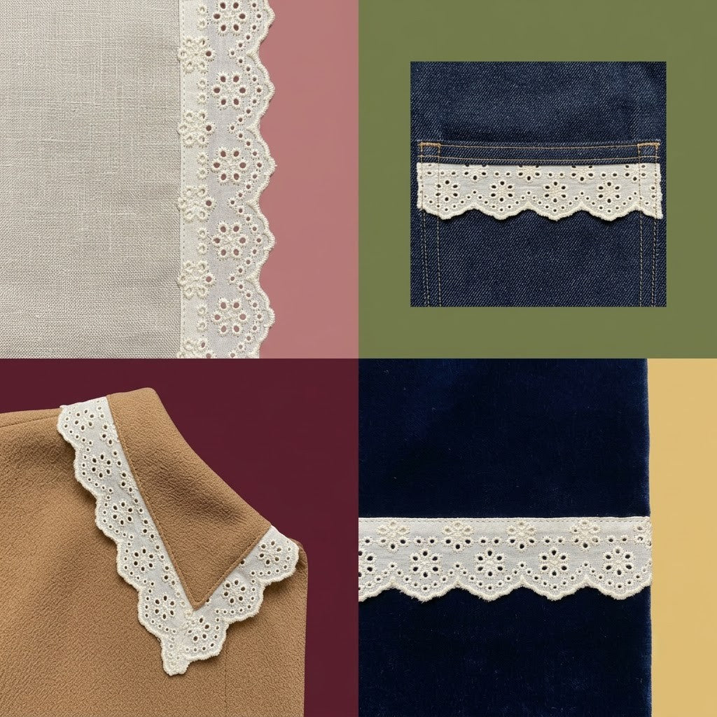 Natural Schiffli Embroidery Lace Regent Design-5 mtr