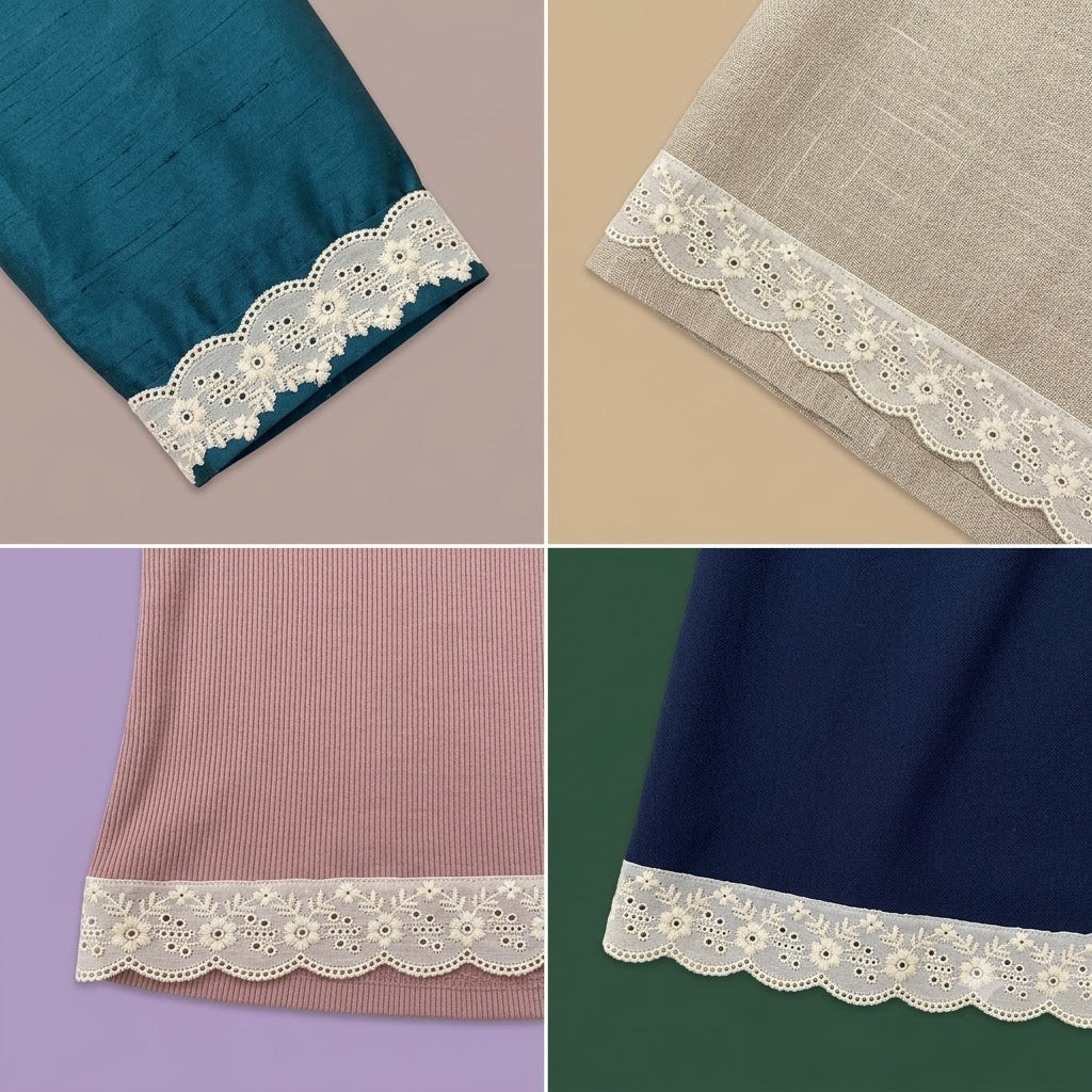 Natural Floral Eyelet Embroidery Schiffli Lace - 5 mtr