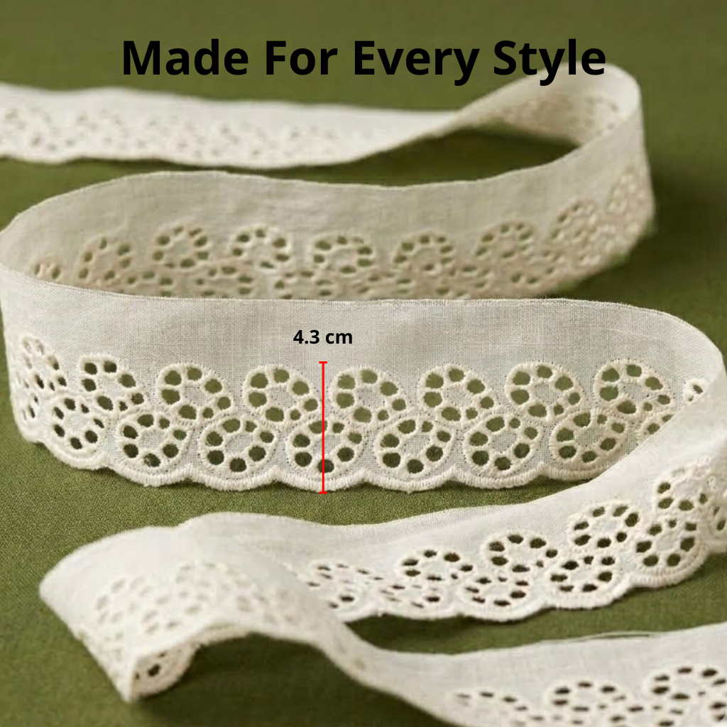 Natural Circular Eyelet Embroidery Schiffli Lace - 5 mtr