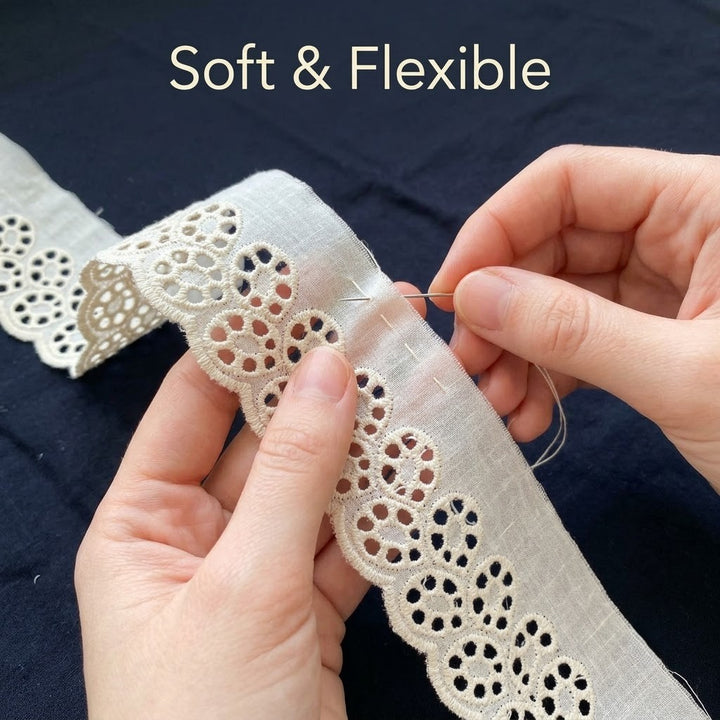 Natural Circular Eyelet Embroidery Schiffli Lace - 5 mtr