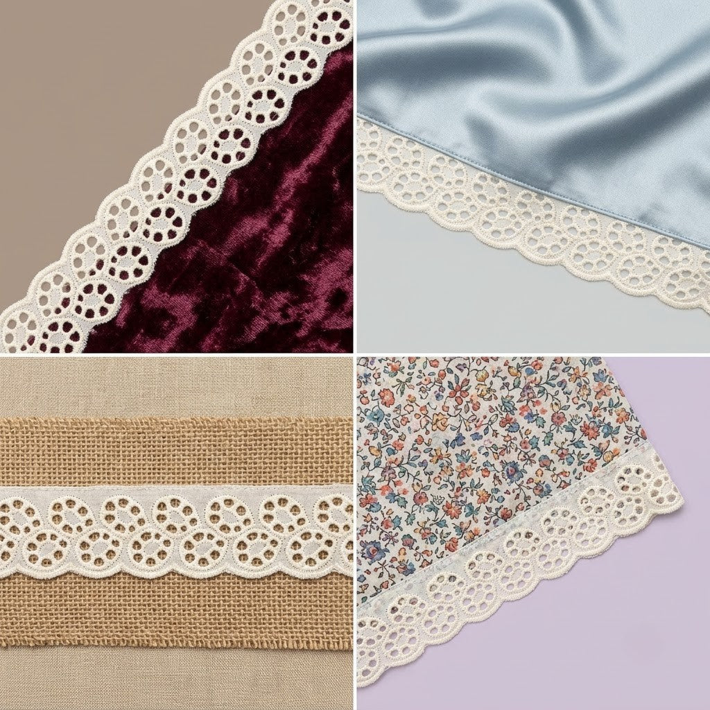 Natural Circular Eyelet Embroidery Schiffli Lace - 5 mtr