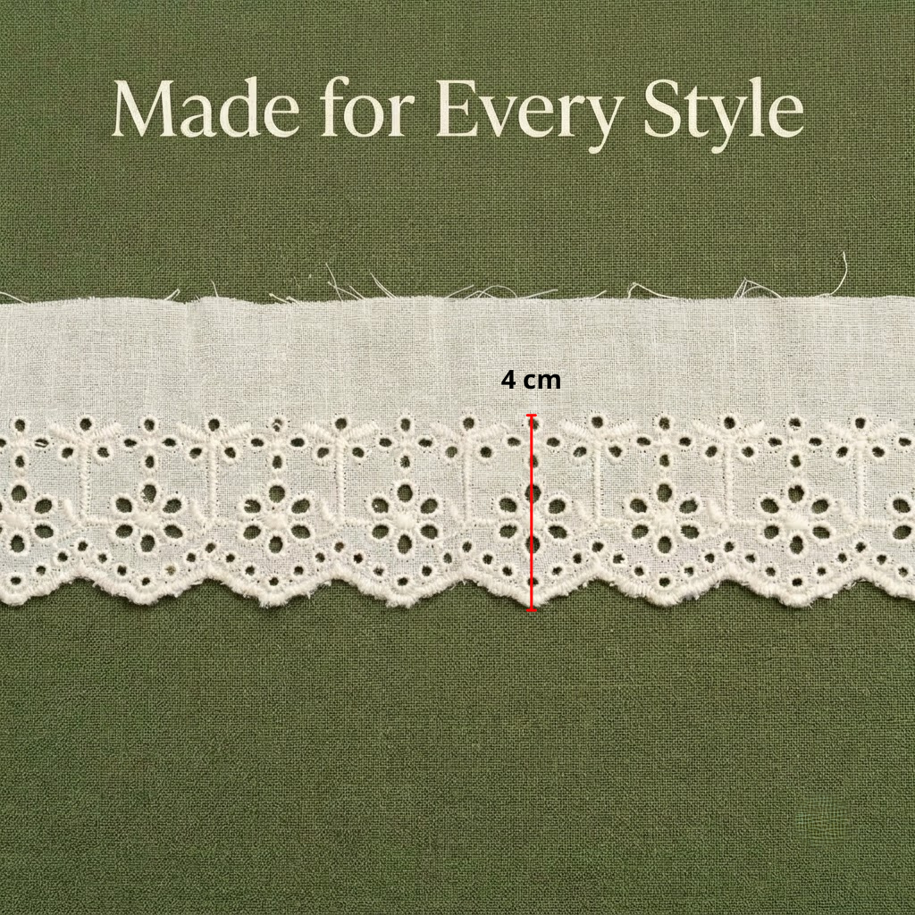 Natural Schiffli Embroidery Lace Panel Design-5 mtr