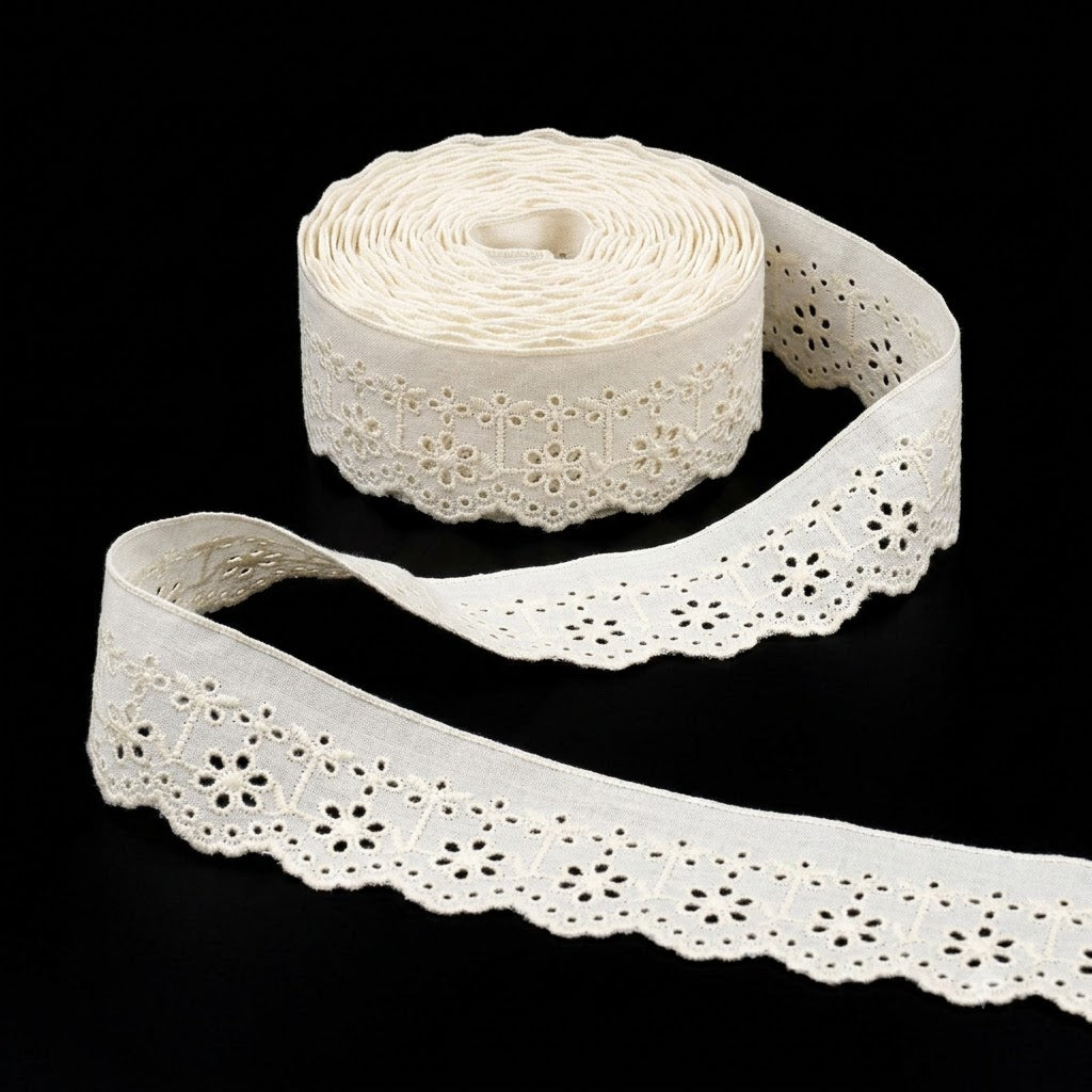 Natural Schiffli Embroidery Lace Panel Design-5 mtr
