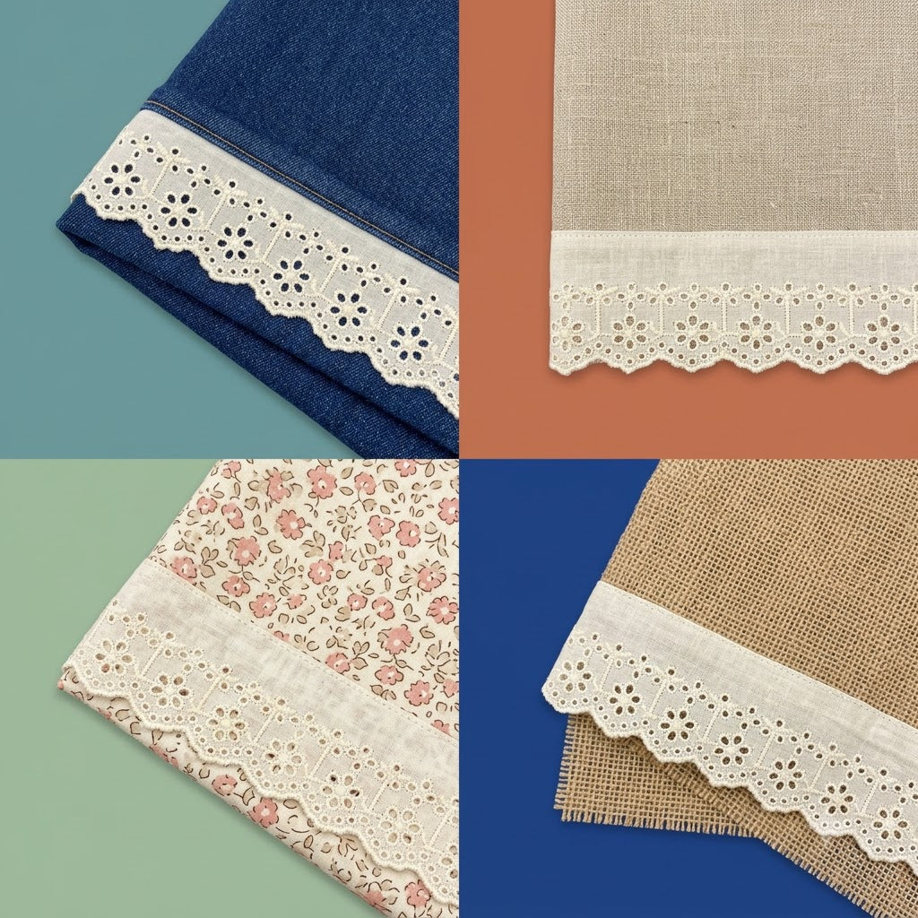 Natural Schiffli Embroidery Lace Panel Design-5 mtr