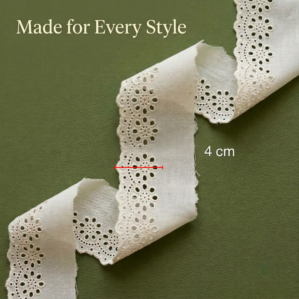 Natural Schiffli Embroidery Lace Orbital Design-5 mtr
