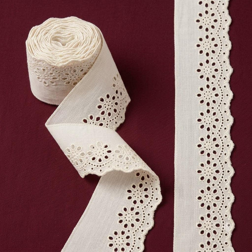 Natural Schiffli Embroidery Lace Orbital Design-5 mtr