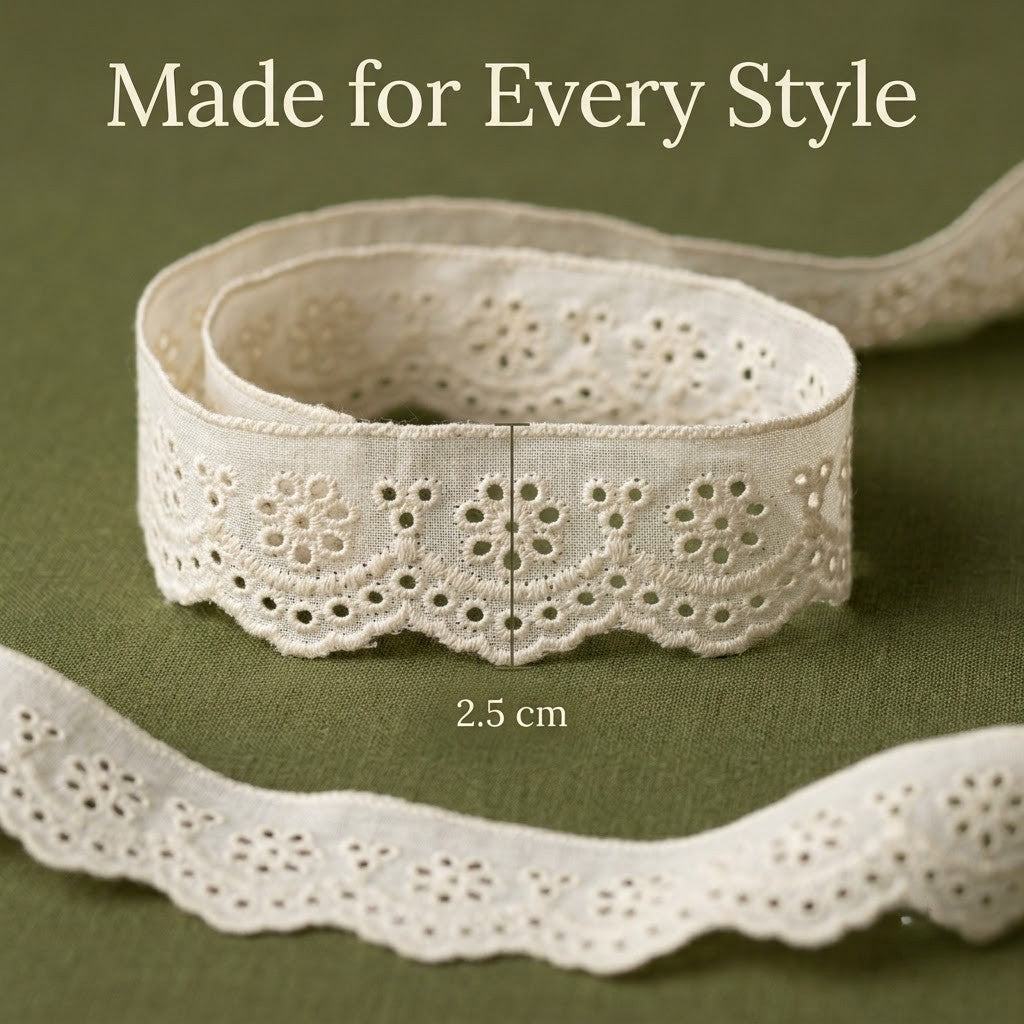 Natural Schiffli Embroidery Lace Meadow Design-5 mtr