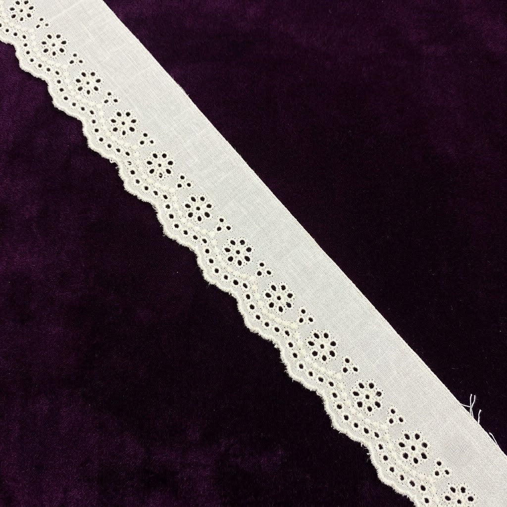 Natural Schiffli Embroidery Lace Meadow Design-5 mtr