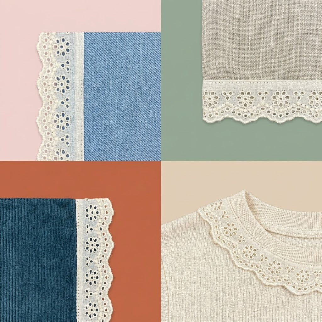 Natural Schiffli Embroidery Lace Meadow Design-5 mtr
