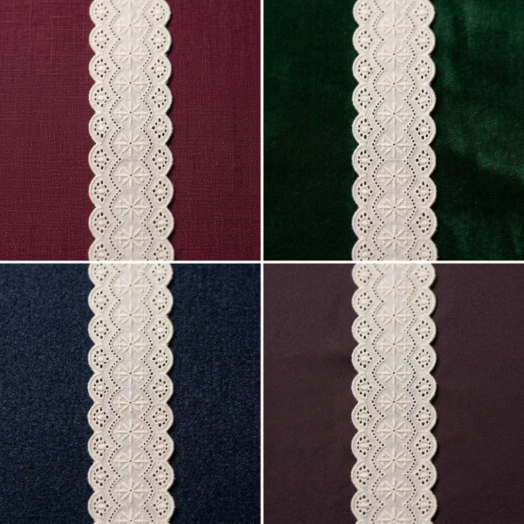 Natural Floral Eyelet Embroidery Schiffli Lace - 5 mtr