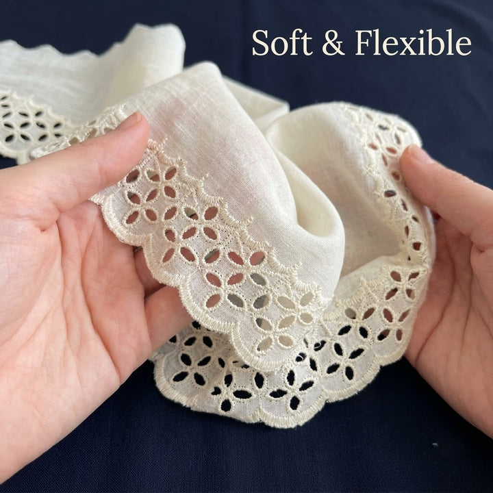 Natural Schiffli Embroidery Lace Lattice Design-5 mtr