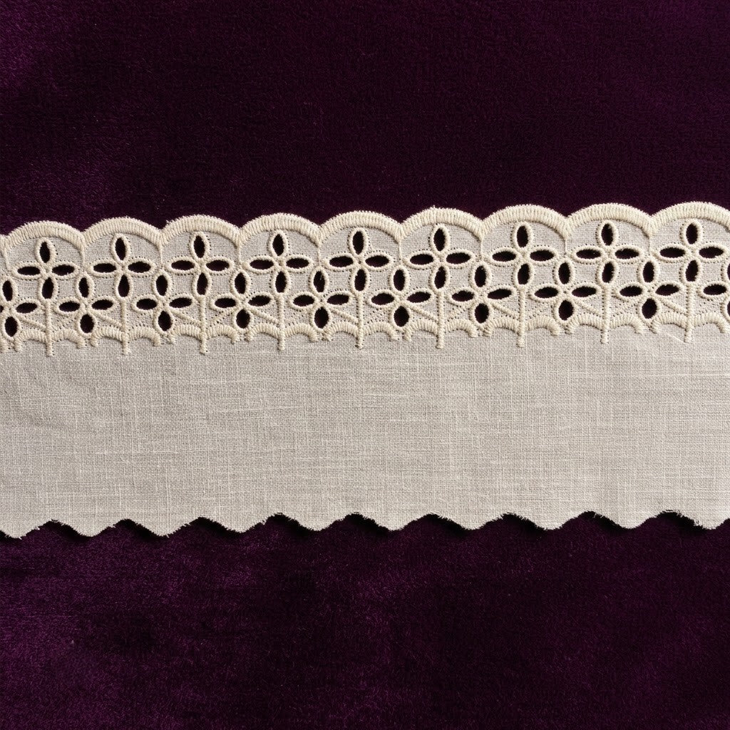 Natural Schiffli Embroidery Lace Lattice Design-5 mtr