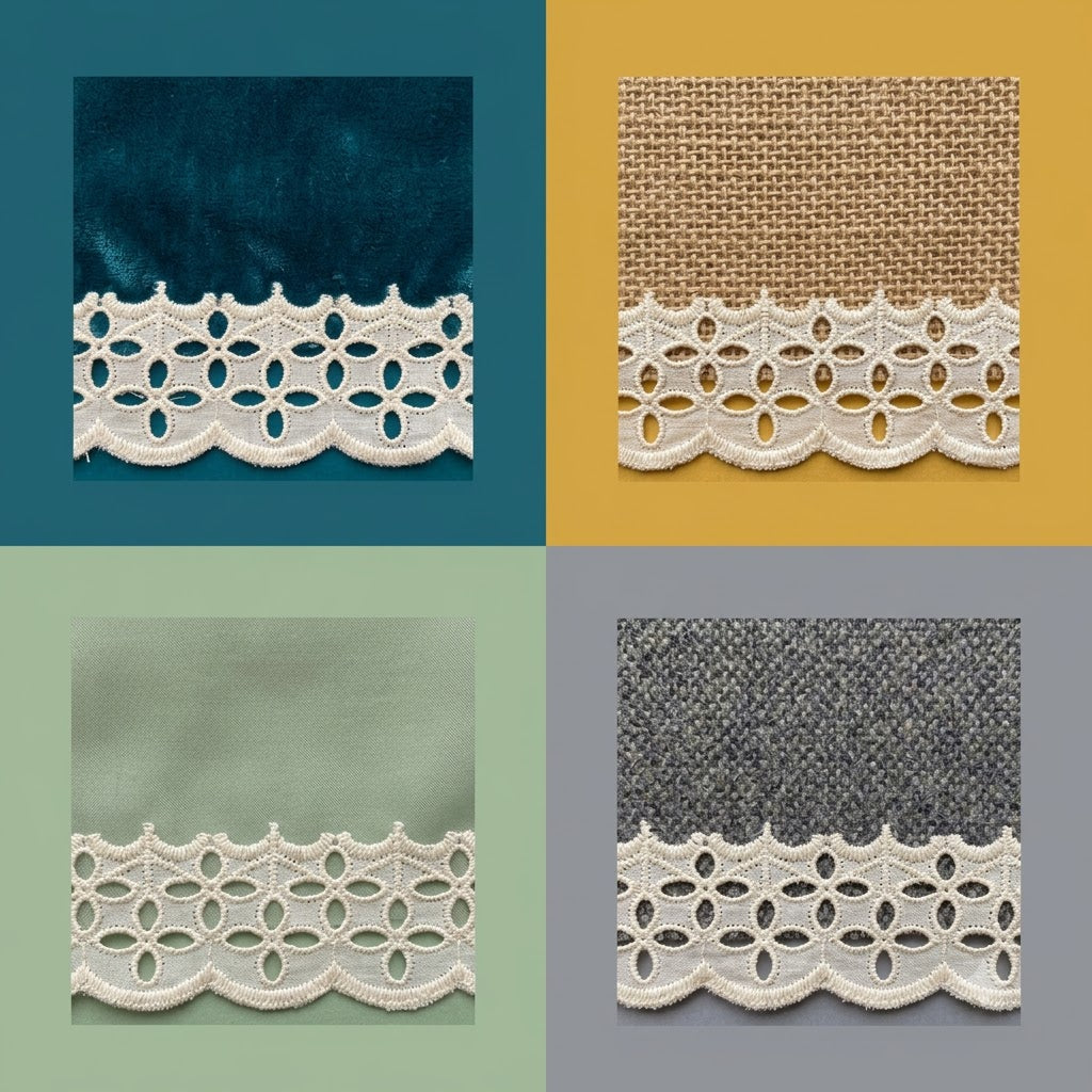 Natural Schiffli Embroidery Lace Lattice Design-5 mtr