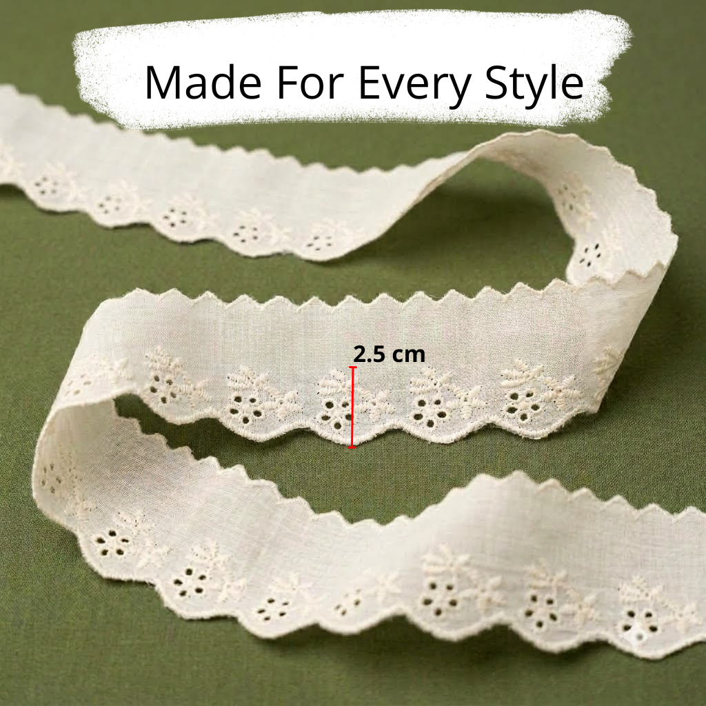Natural Schiffli Embroidery Lace Floral Design-5 mtr
