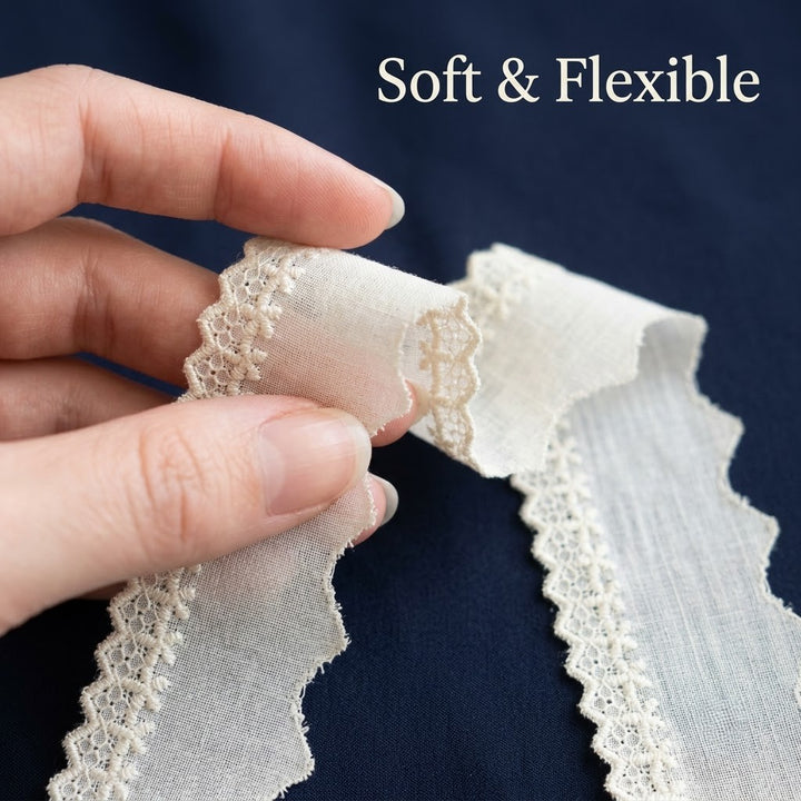 Natural Schiffli Embroidery Lace Scallop Design-5 mtr