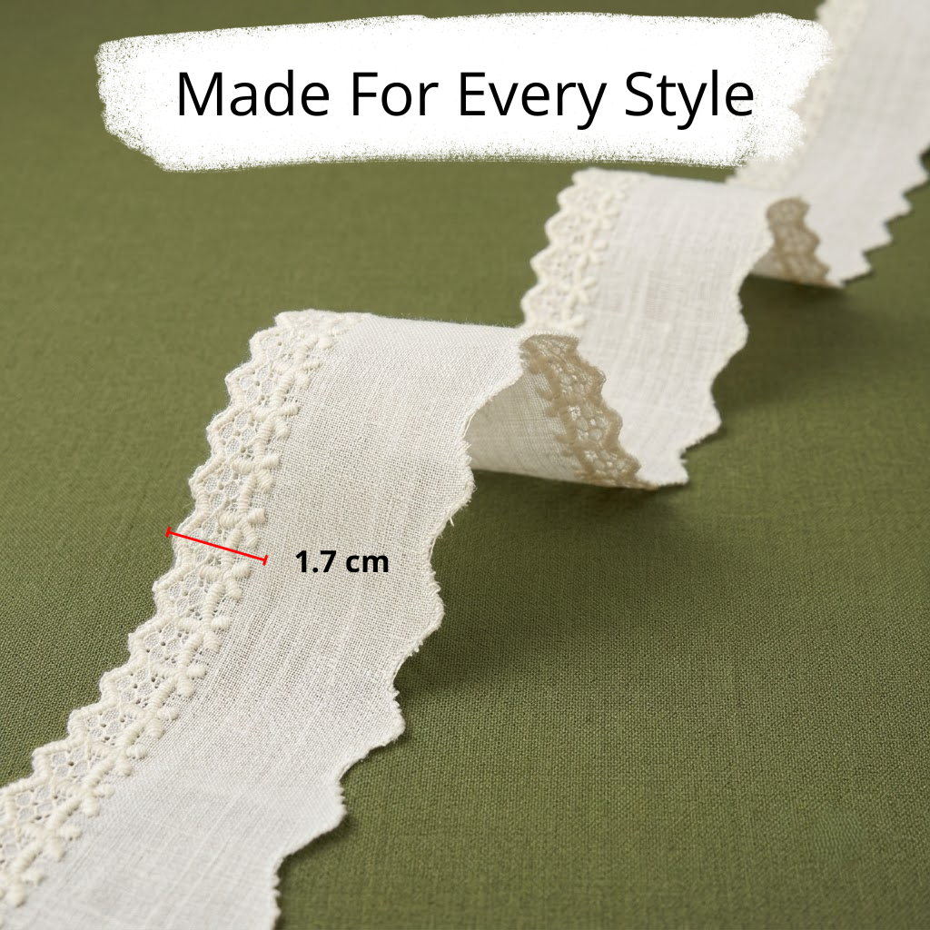 Natural Schiffli Embroidery Lace Scallop Design-5 mtr