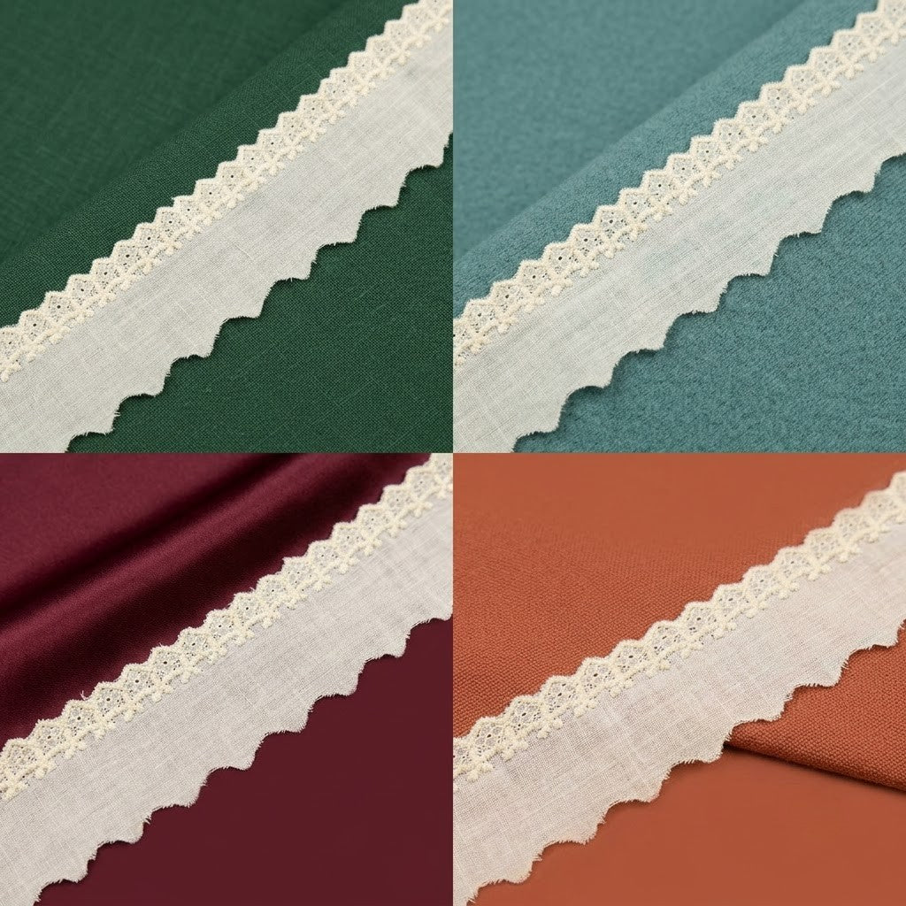 Natural Schiffli Embroidery Lace Scallop Design-5 mtr