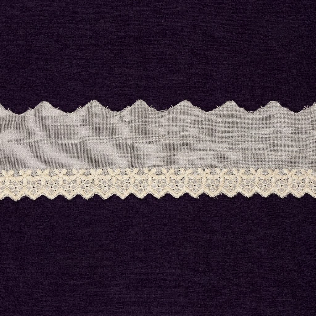Natural Schiffli Embroidery Lace Scallop Design-5 mtr
