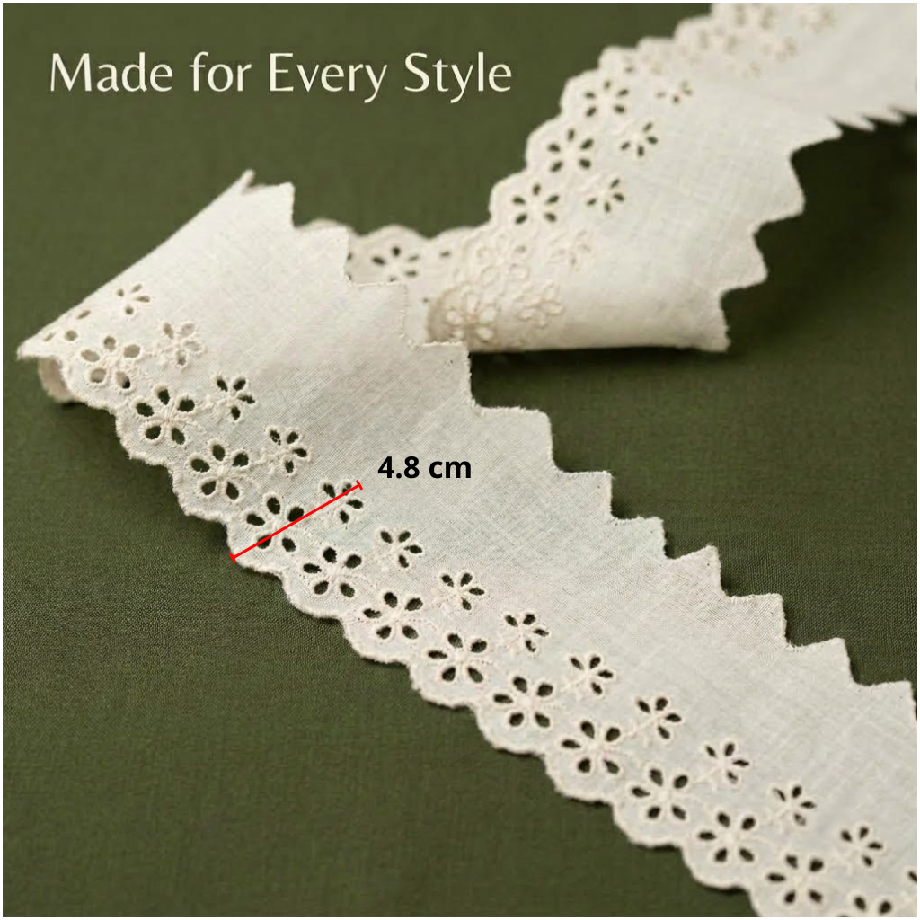 Natural Schiffli Embroidery Lace Blossom Design-5 mtr