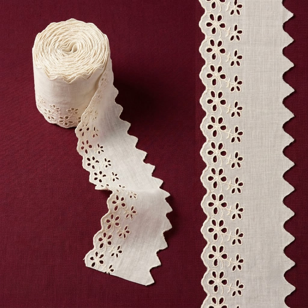 Natural Schiffli Embroidery Lace Blossom Design-5 mtr
