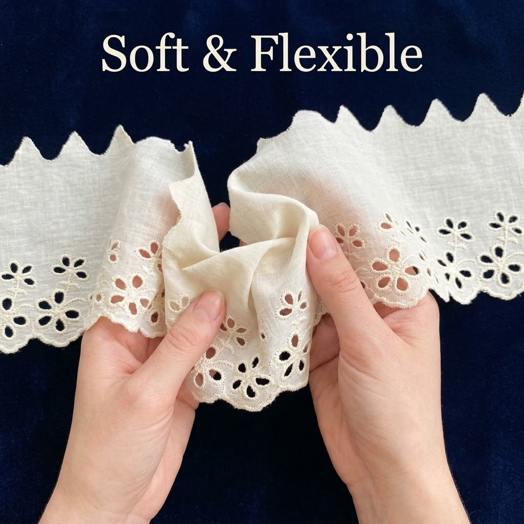 Natural Schiffli Embroidery Lace Blossom Design-5 mtr