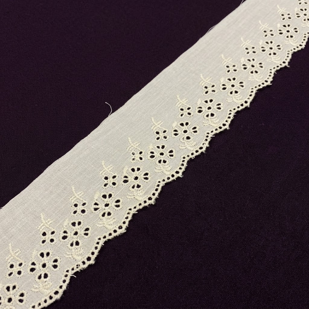 Natural Schiffli Embroidery Lace Botanical Design-5 mtr