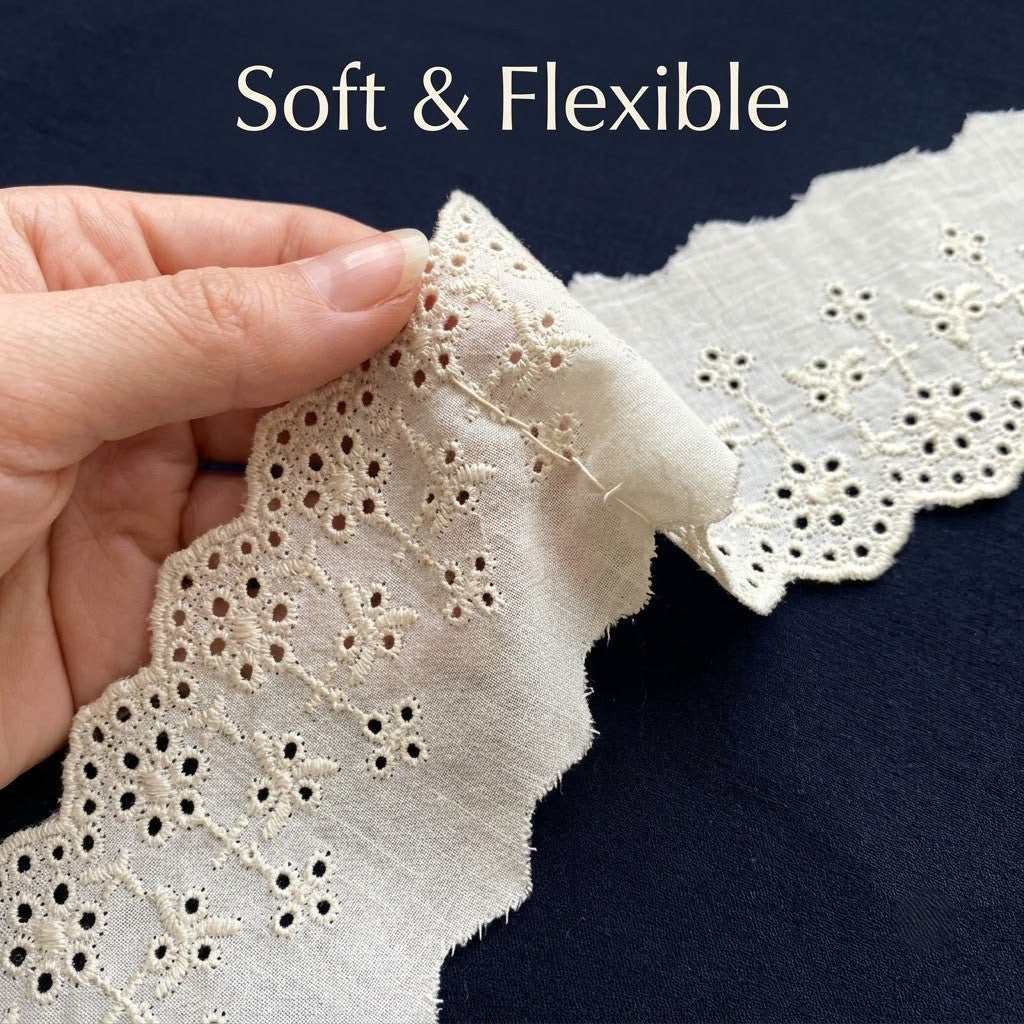 Natural Schiffli Embroidery Lace Heritage Design-5 mtr