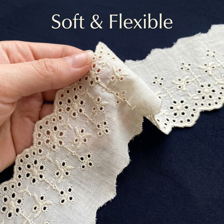 Natural Schiffli Embroidery Lace Heritage Design-5 mtr