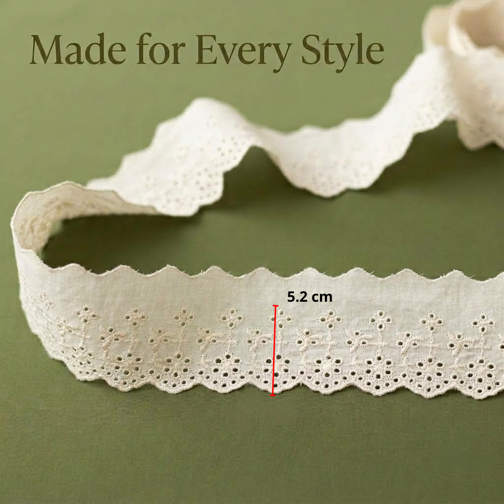 Natural Schiffli Embroidery Lace Heritage Design-5 mtr