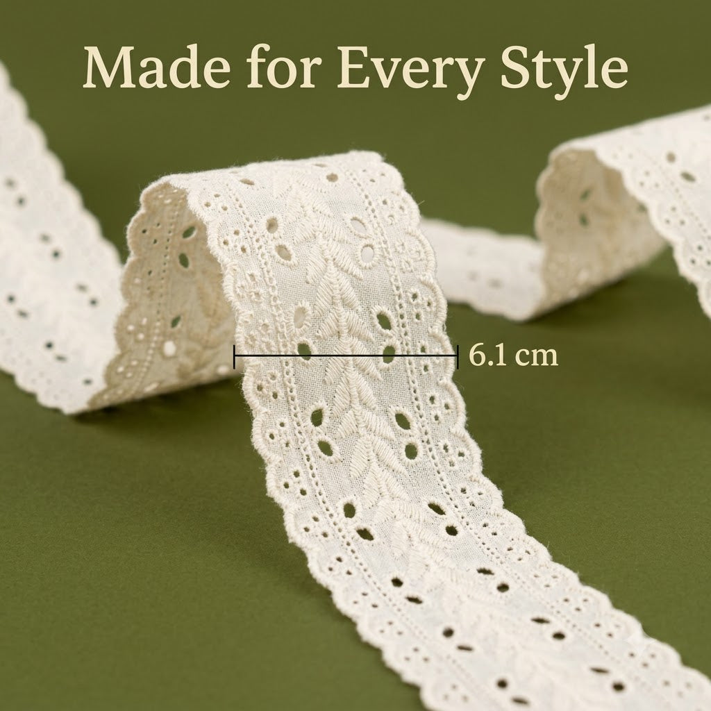 Natural Leaf Pattern Schiffli Embroidery Lace - 5 mtr