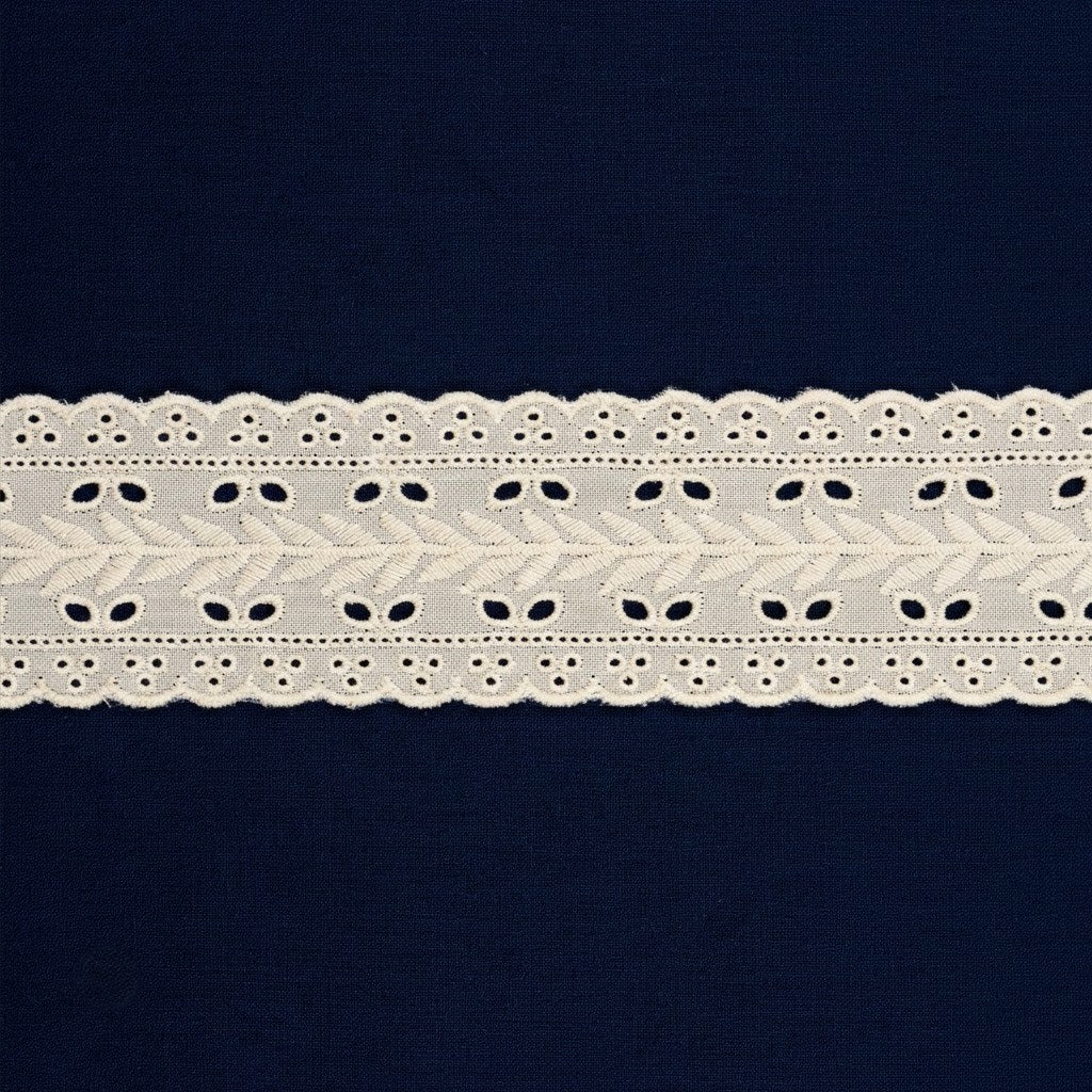 Natural Leaf Pattern Schiffli Embroidery Lace - 5 mtr