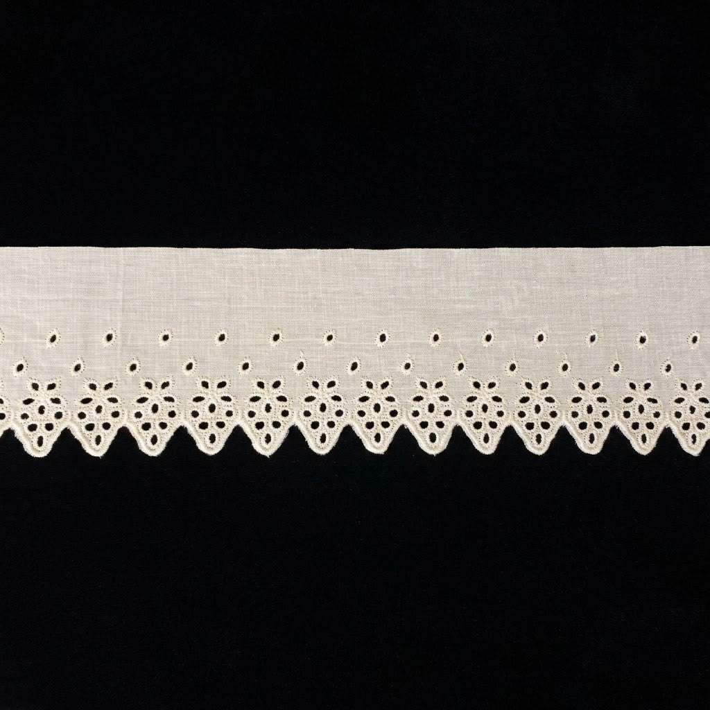 Natural Floral Eyelet Embroidery Schiffli Lace - 5 mtr