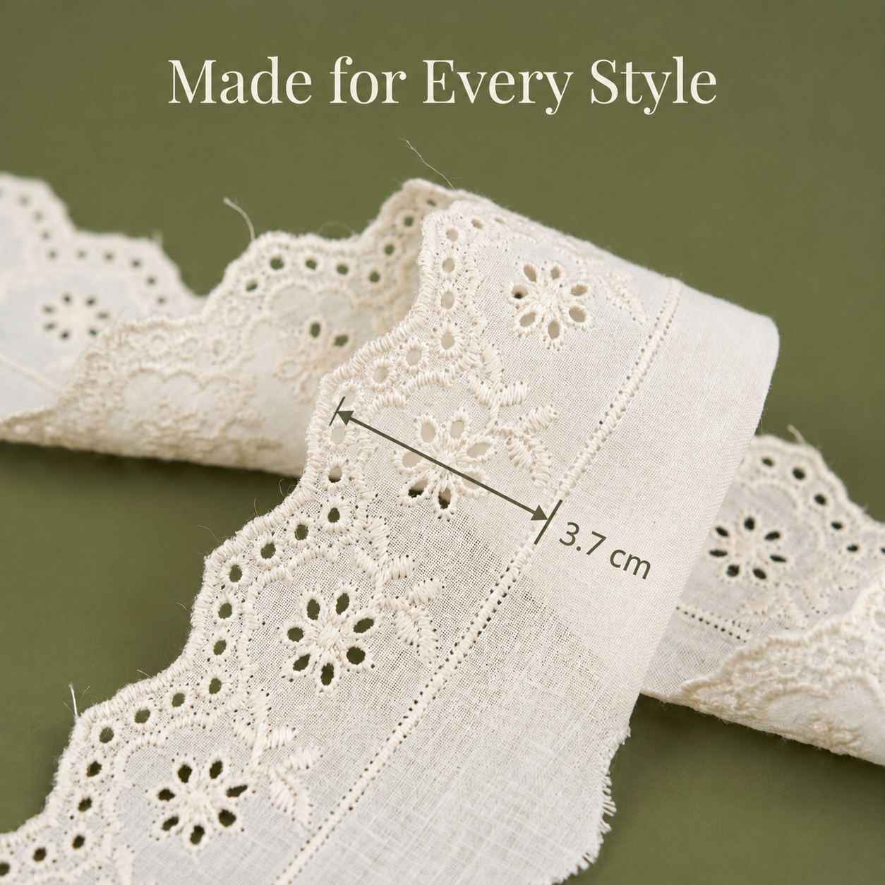 Natural Schiffli Embroidery Lace Daisy Design-5 mtr