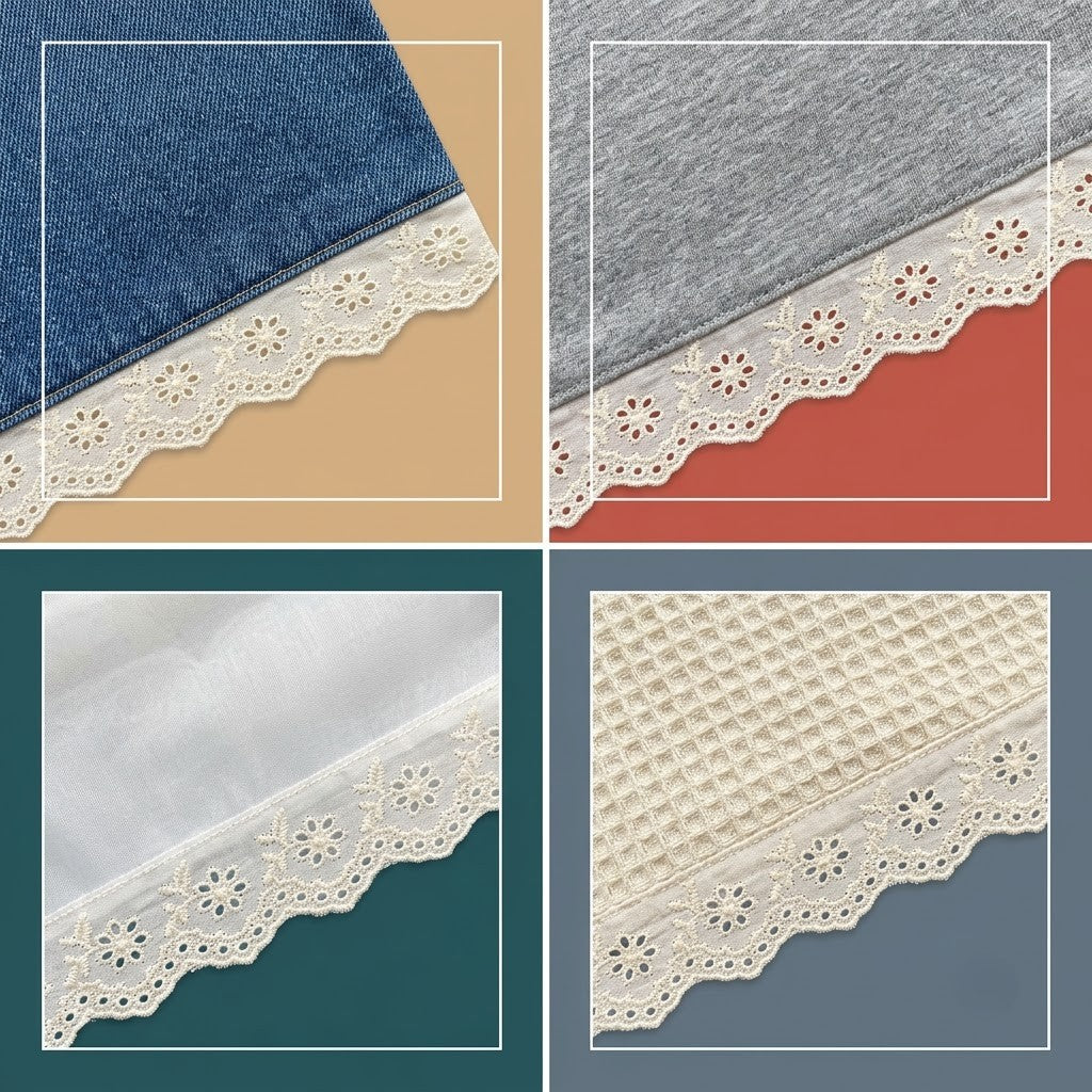 Natural Schiffli Embroidery Lace Daisy Design-5 mtr