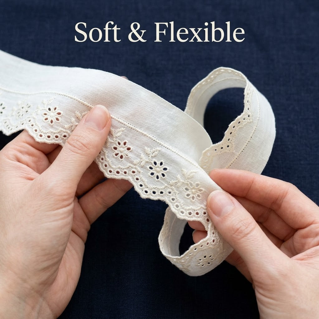 Natural Schiffli Embroidery Lace Daisy Design-5 mtr