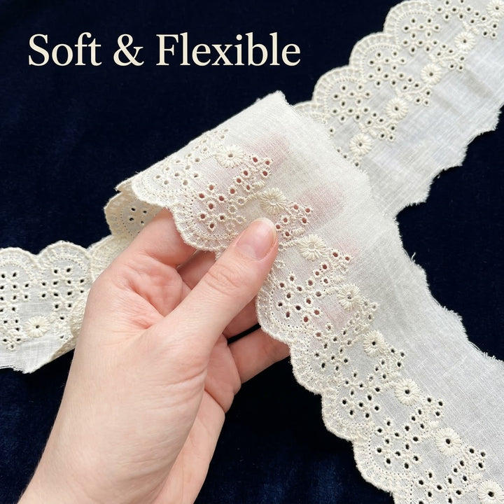 Natural Schiffli Embroidery Lace Cascade Design-5 mtr