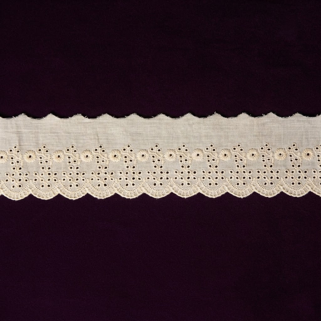 Natural Schiffli Embroidery Lace Cascade Design-5 mtr