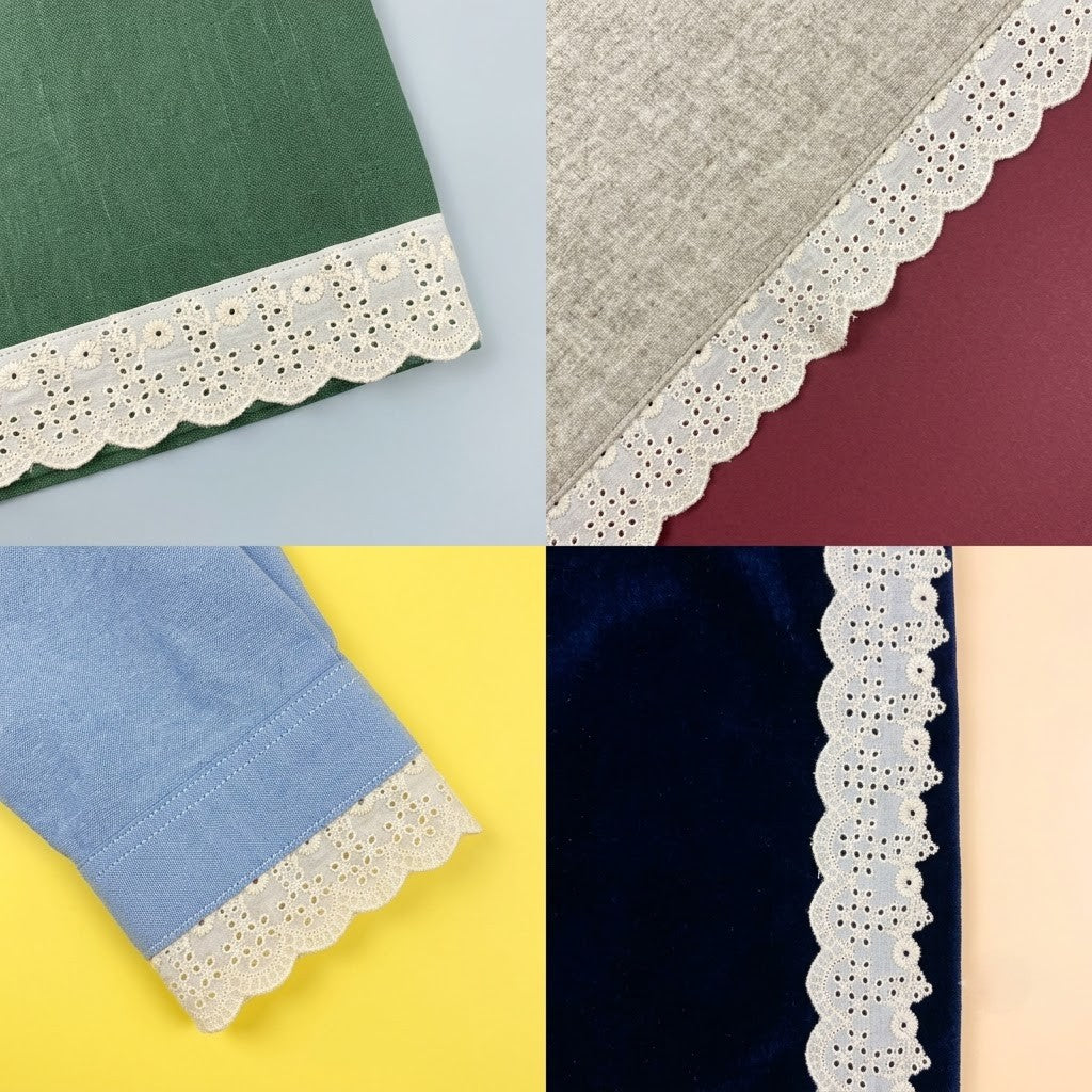 Natural Schiffli Embroidery Lace Cascade Design-5 mtr