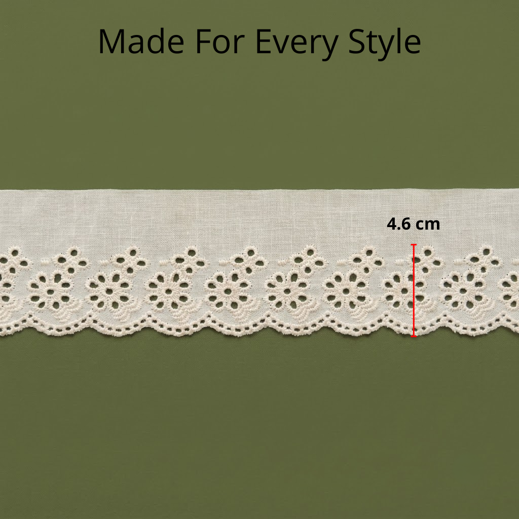 Natural Floral Eyelet Embroidery Schiffli Lace - 5 mtr