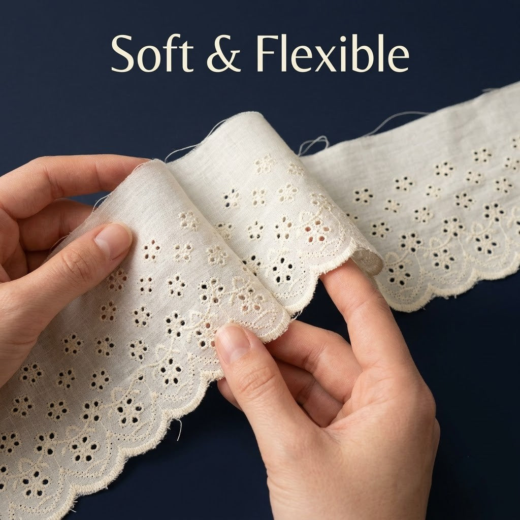 Natural Schiffli Embroidery Lace Lattice Dot Design-5 mtr