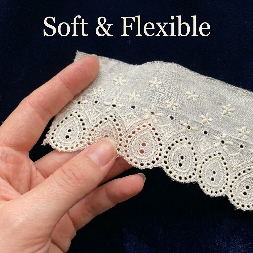Natural Schiffli Embroidery Lace Droplet Design-5 mtr