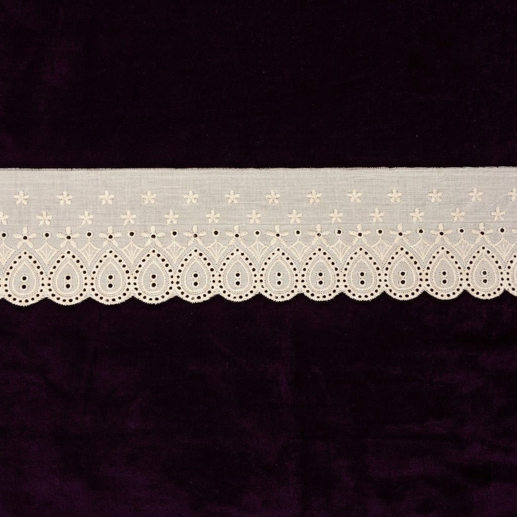Natural Schiffli Embroidery Lace Droplet Design-5 mtr