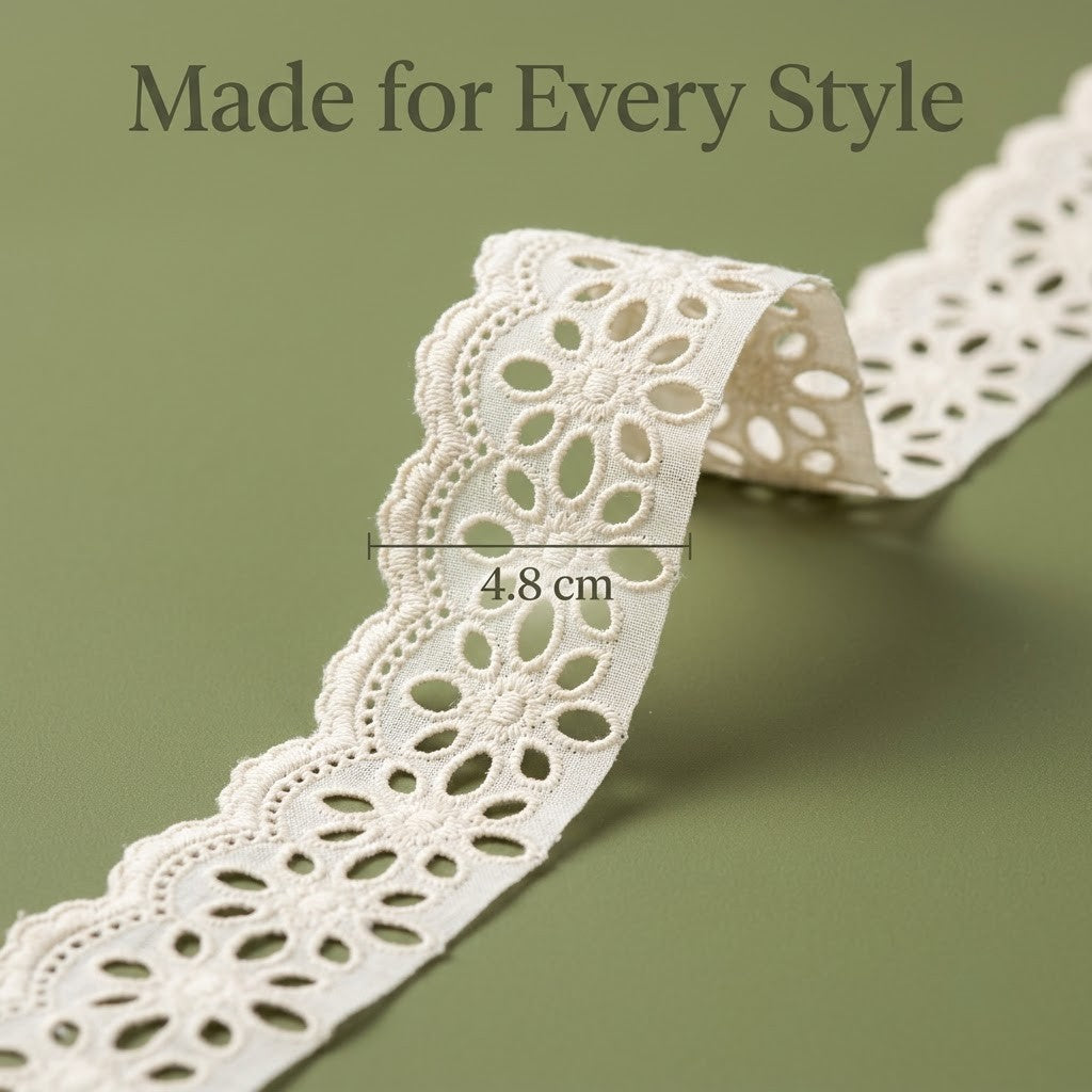 Natural Floral Eyelet Embroidery Schiffli Lace - 5 MTR