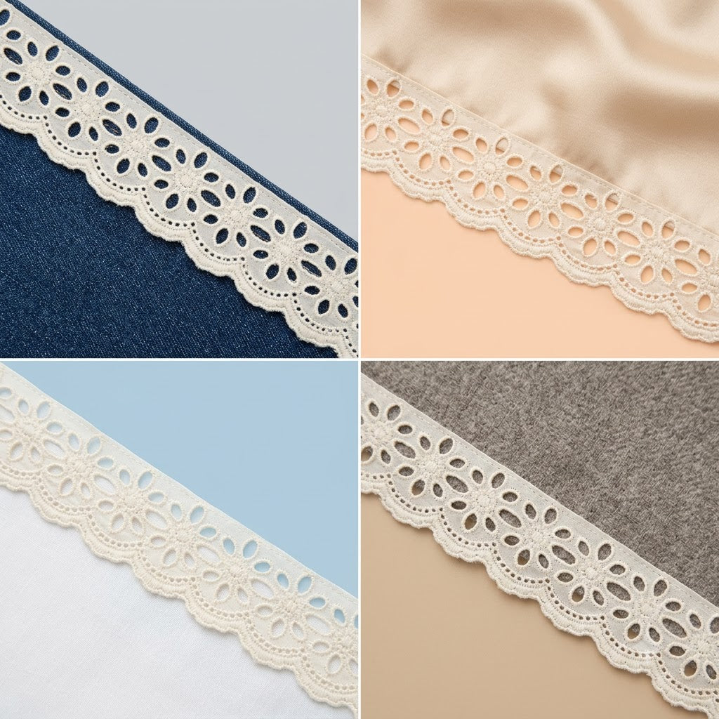 Natural Floral Eyelet Embroidery Schiffli Lace - 5 MTR