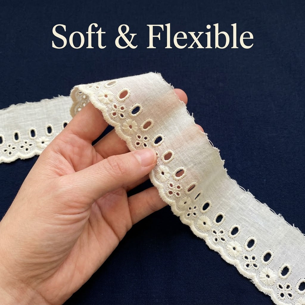 Natural Schiffli Embroidery Ribbon-Pass Lace-5 mtr