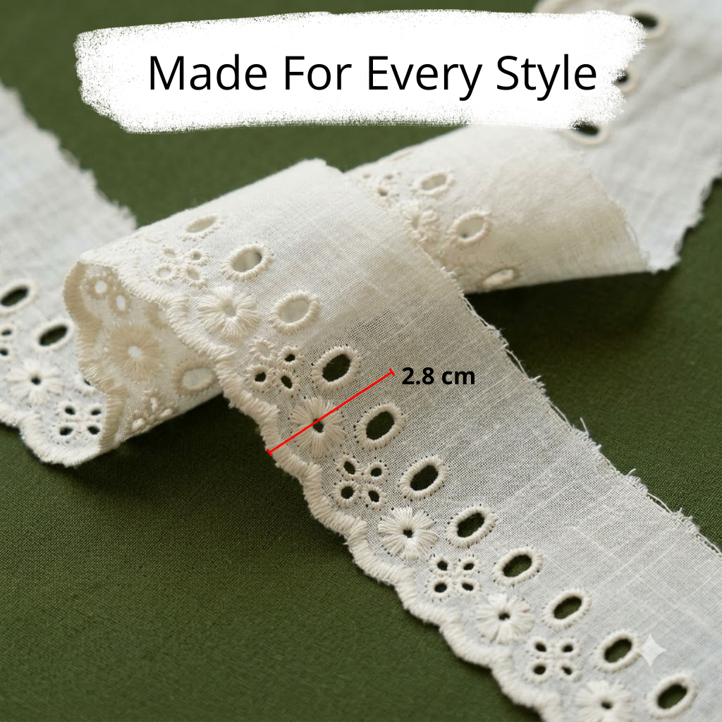 Natural Schiffli Embroidery Ribbon-Pass Lace-5 mtr