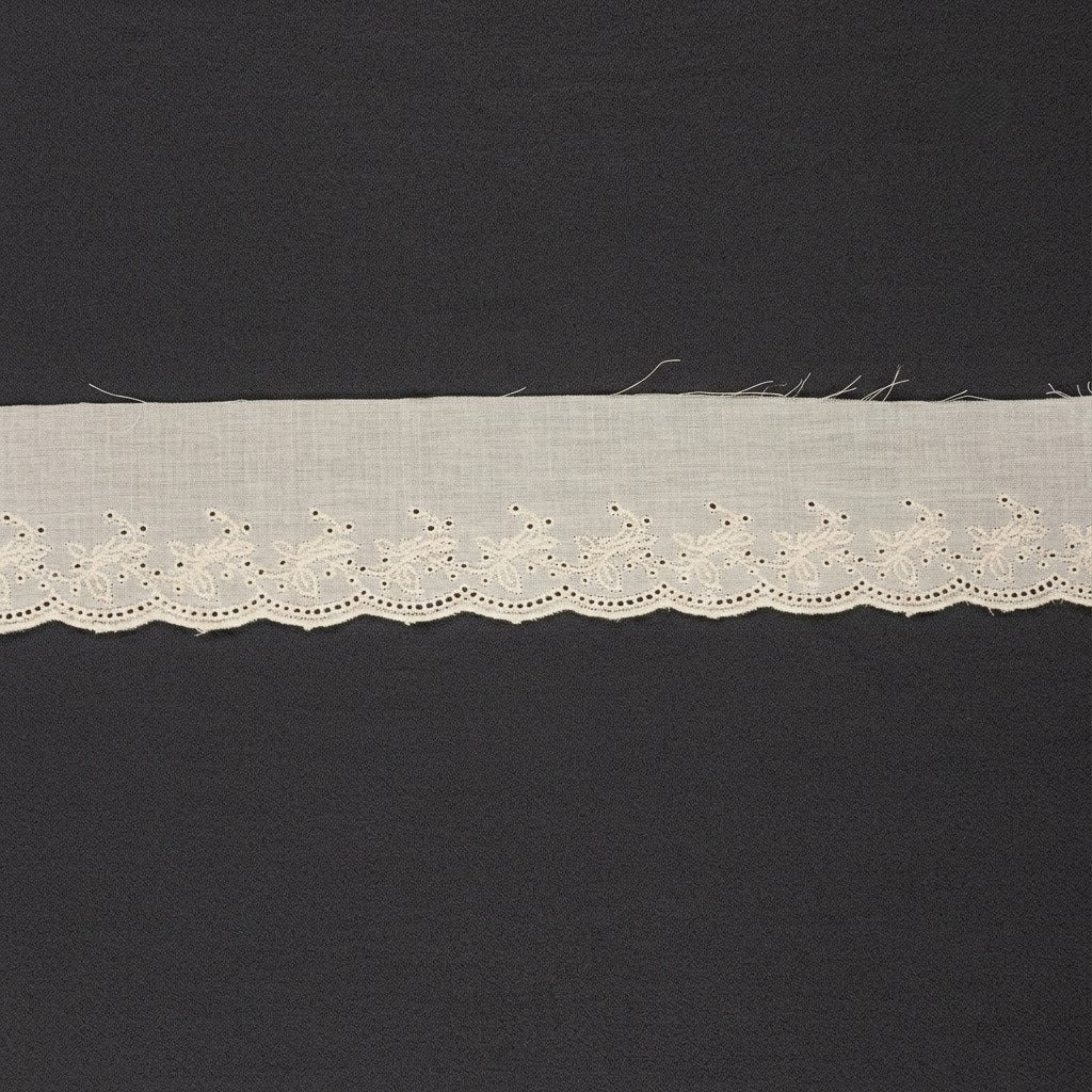 Natural Floral Vine Eyelet Embroidery Schiffli Lace - 5 mtr